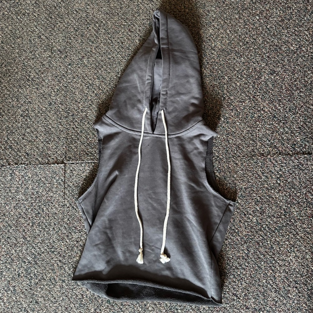 Fashion Nova Gray Hoodie with Cream Drawstrings